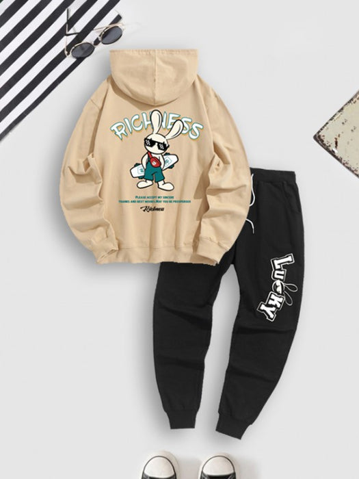 Letter Richness Hoodie And Sports Pants
