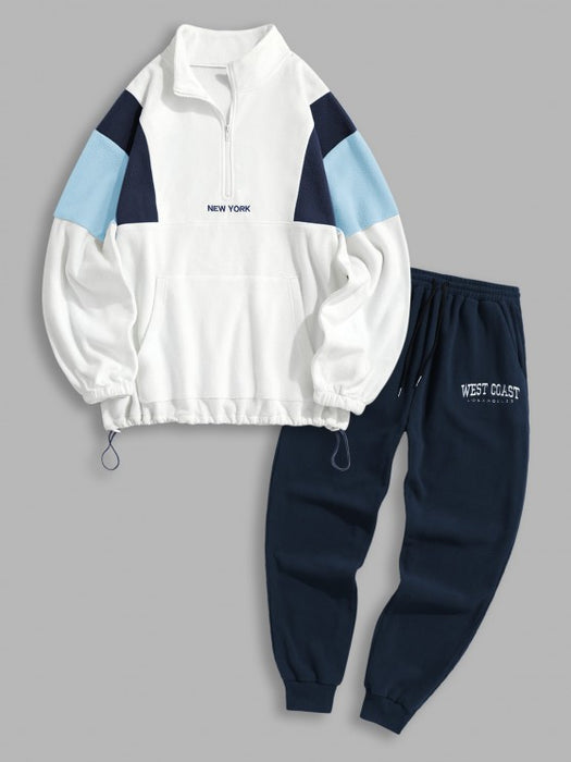 Letter Embroidery Sweatshirt And Sweatpants Set