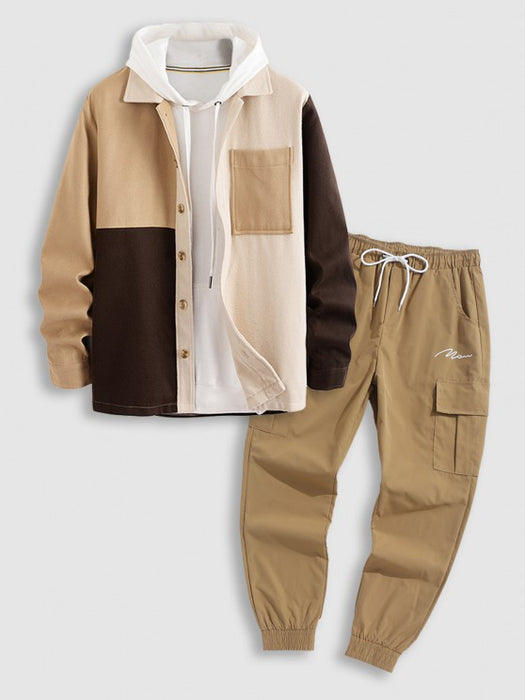 Woolen Jacket And Drawstring Cargo Pants