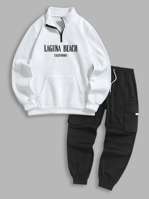 Letter Printed Sweatshirt And Cargo Pants - Grafton Collection