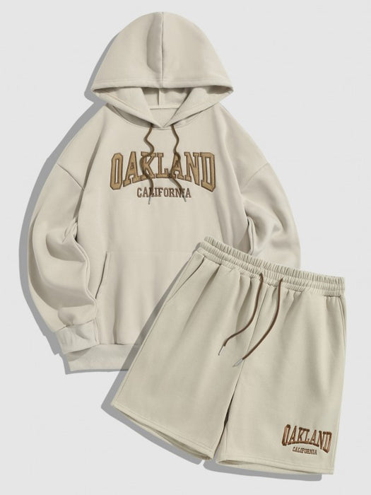Oakland Embroider Hoodie And Shorts Set
