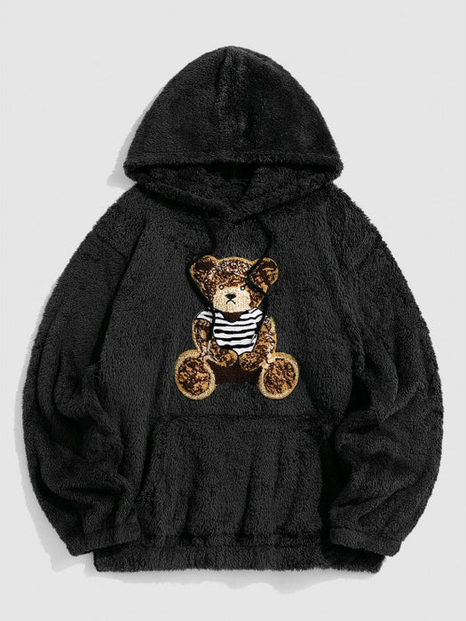 2 Pieces Bear Embroidery Hoodie Set