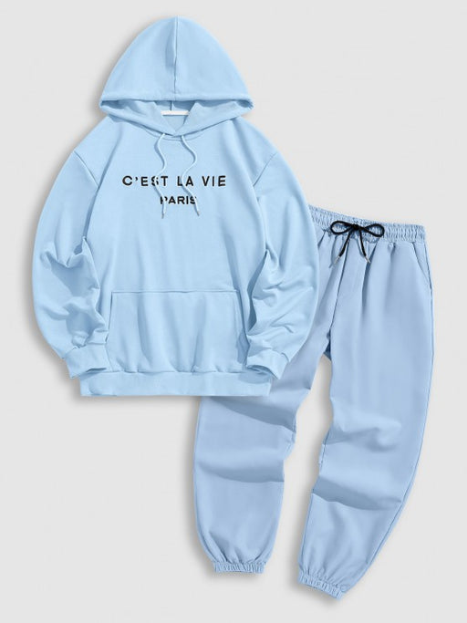 Letter Printed Hoodie And Jogger Pant - Grafton Collection