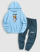 Letter And Bear Pattern Hoodie With Cargo Pants Set - Grafton Collection