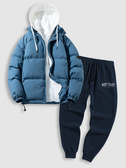 Dual Zip Coat And West Coast Sweatpants Set