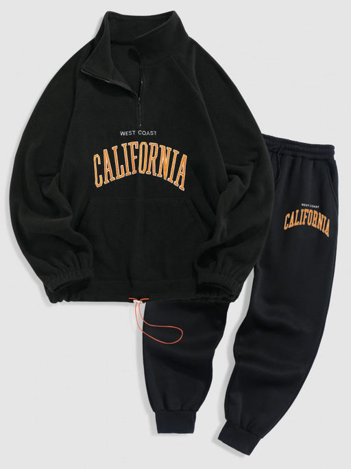 Letters Embroidered Sweatshirt And Sports Pants Set - Grafton Collection