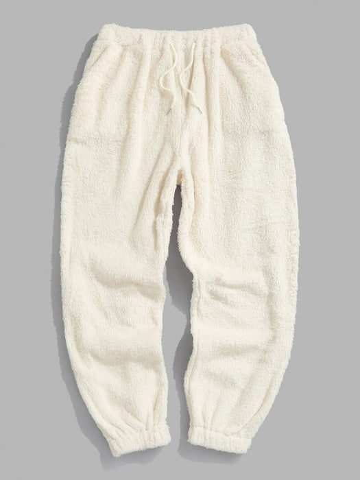 Pullover Hoodie And Fluffy Teddy Beam Feet Pants Set