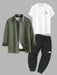 Suede Shirt And Printed Basic T-shirt And Beam Feet Pants - Grafton Collection