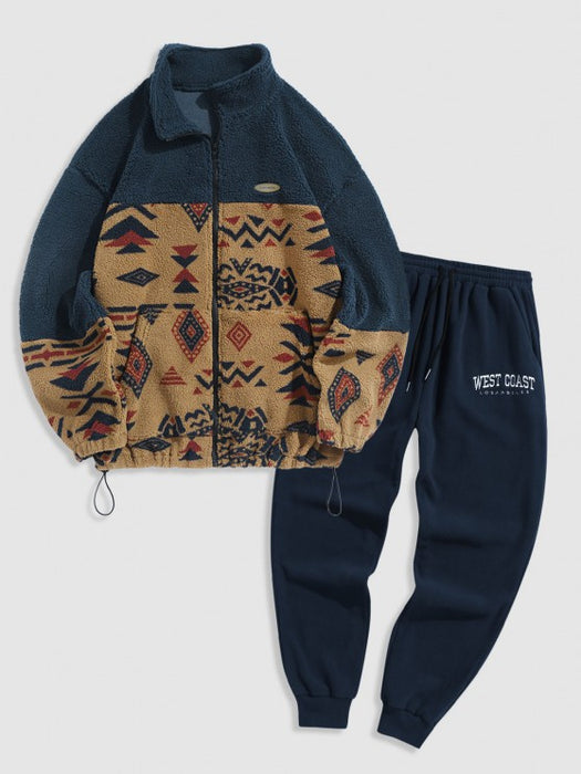 Printed Jacket And Sweatpants Set