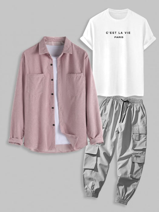 3 Pieces Outfits T Shirt And Pants Set