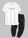 Letter Printed T Shirt And Cargo Pants Set - Grafton Collection