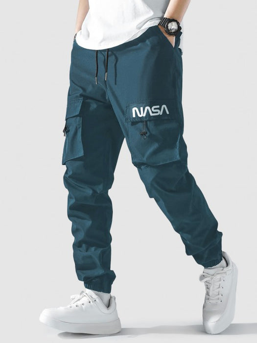 T Shirt With Letter Drawstring Cargo Pants Set
