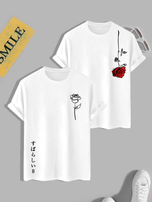2 Pieces Letter Short Sleeves T Shirts