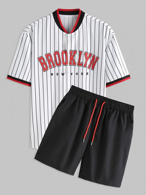 Brooklyn Striped Pattern Shirt And Shorts Set - Grafton Collection