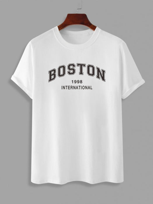 Boston Print And Pocket Shorts Set