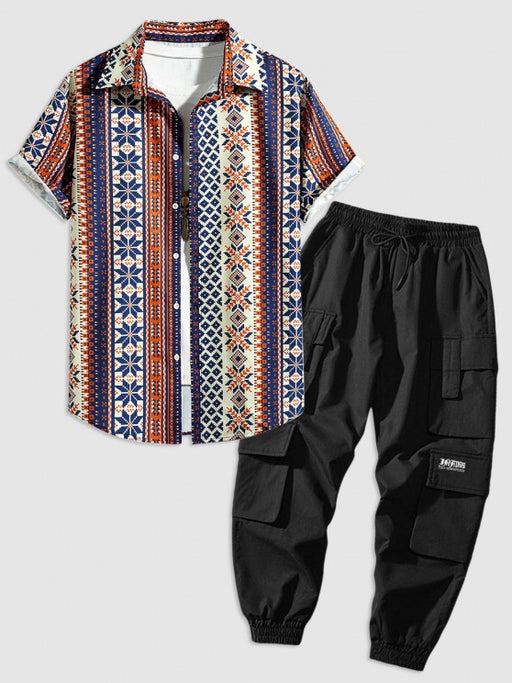 Retro Ethnic Shirt With Techwear Pants - Grafton Collection