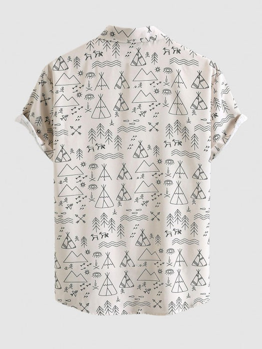 Geometric Pattern Short Sleeves Shirt And Shorts