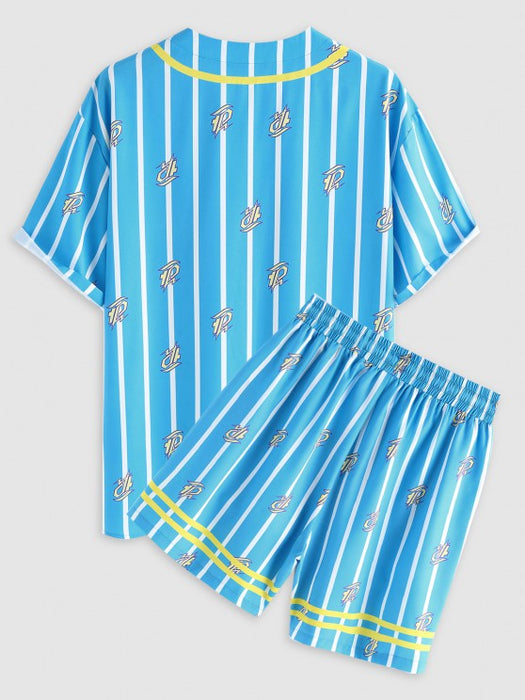 Fire Flame Striped Baseball Shirt And Shorts - Grafton Collection