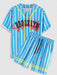 Fire Flame Striped Baseball Shirt And Shorts - Grafton Collection