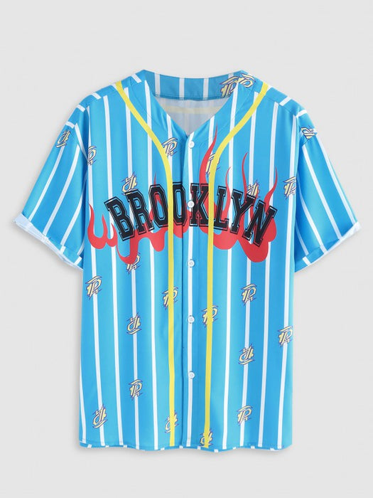 Fire Flame Striped Baseball Shirt And Shorts - Grafton Collection