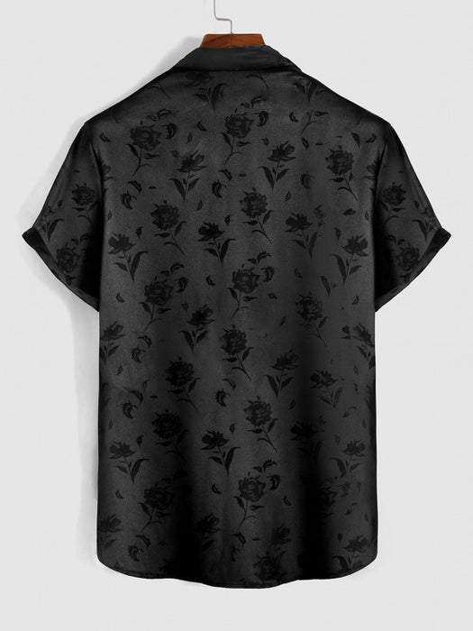 Silky Leopard Print Satin Short Sleeve Shirt - Grafton Collection