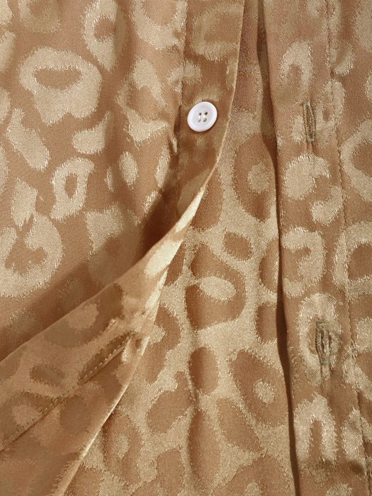 Silky Leopard Print Satin Short Sleeve Shirt - Grafton Collection