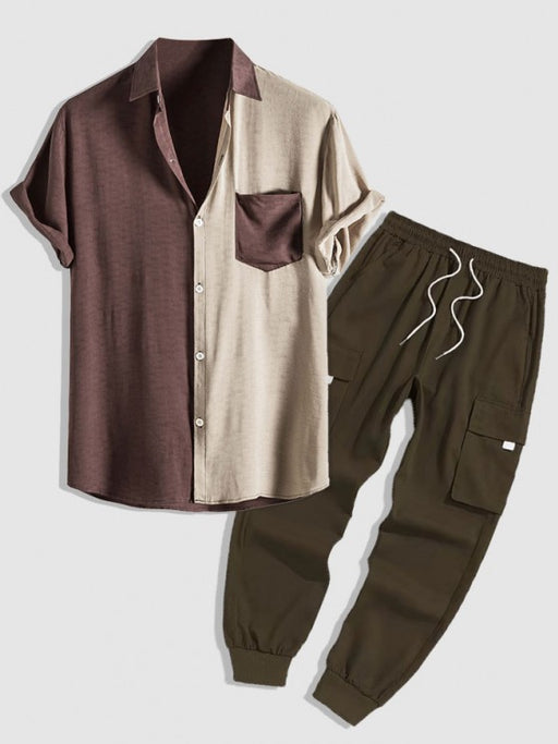 Two Tone Shirt And Cargo Pants Set - Grafton Collection