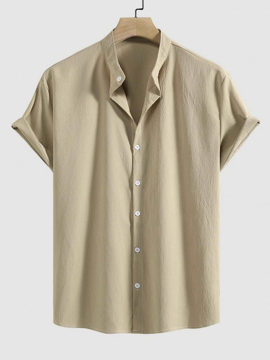 Stand Collar Shirt And Beam Pants Set - Grafton Collection