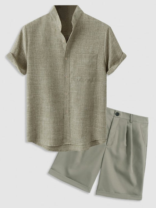 Textured Shirt And Suit Shorts - Grafton Collection