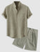 Textured Shirt And Suit Shorts - Grafton Collection