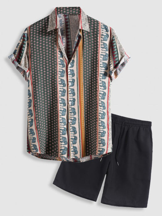 Ethnic Style Shirt With Casual Shorts Set - Grafton Collection