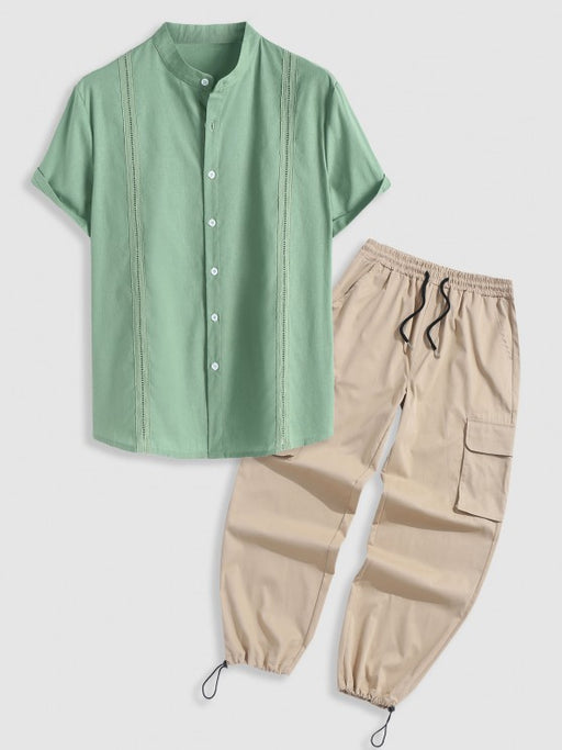 Linen Textured Shirt With Cargo Pants - Grafton Collection