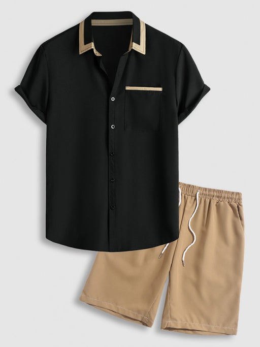 Collar Short Sleeves Shirt And Casual Shorts Set - Grafton Collection
