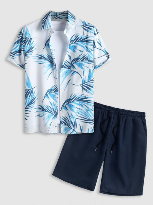 Leaves Printed Shirt And Casual Shorts - Grafton Collection