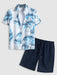 Leaves Printed Shirt And Casual Shorts - Grafton Collection