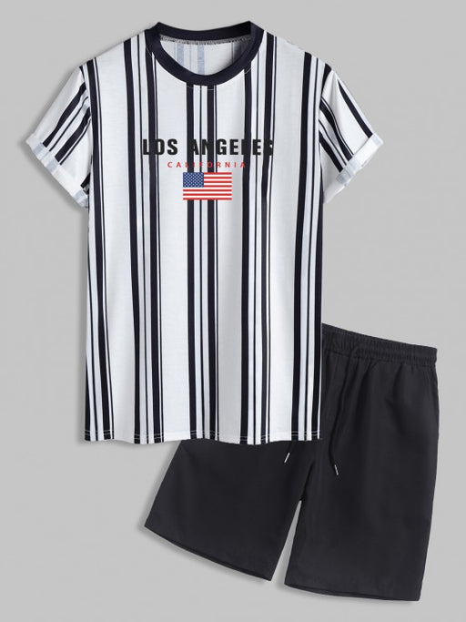 Striped T Shirt And Shorts Set - Grafton Collection