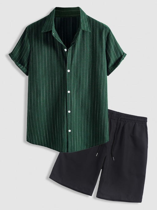 Striped Shirt And Basic Shorts Set - Grafton Collection