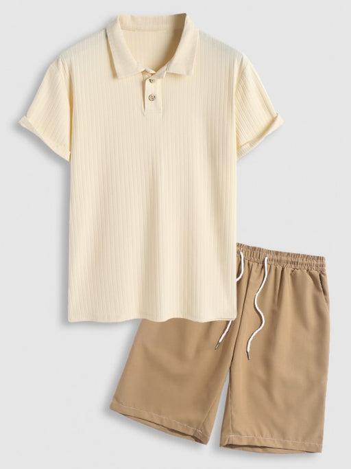 Textured Short Sleeves T-Shirt And Shorts - Grafton Collection