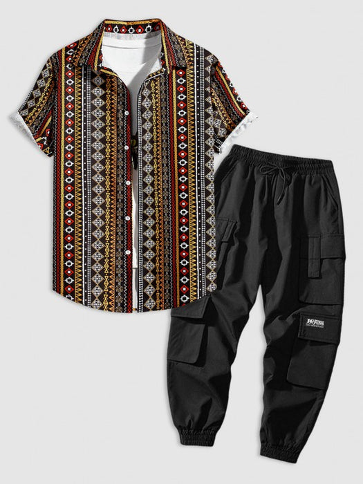 Printed Shirt And Jogger Pants Set - Grafton Collection