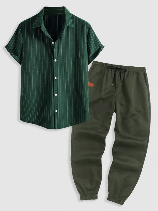 Short Sleeves Button Shirt And Pants Set - Grafton Collection