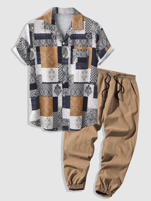 Print Short Sleeves Shirt And Pants Set - Grafton Collection