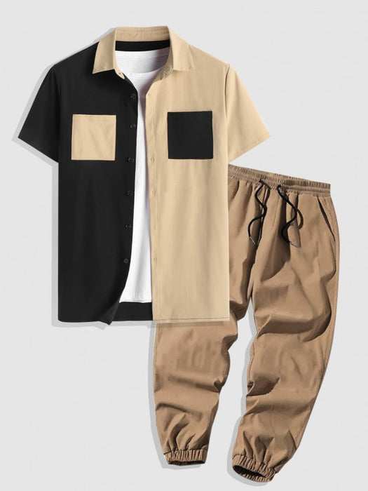 Short Sleeves Shirt With Patched Pockets Pants