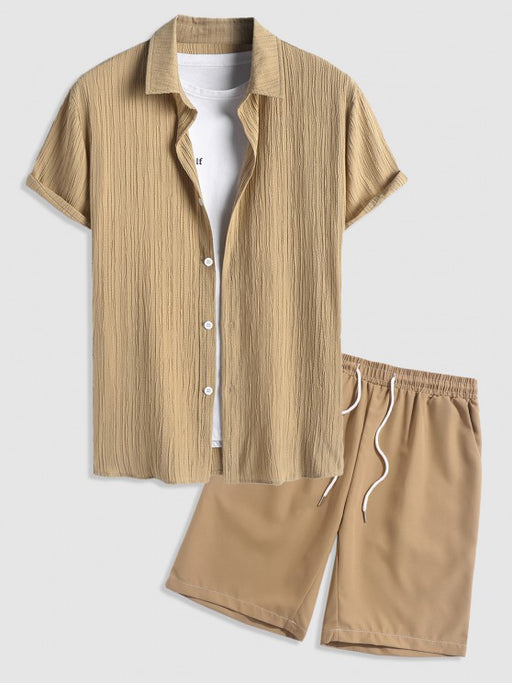 Short Sleeves Textured Shirt And Casual Shorts - Grafton Collection