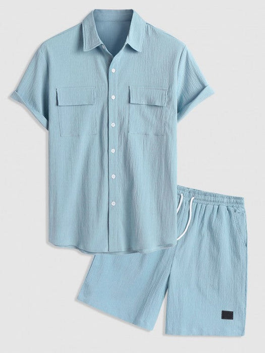 Flap Pocket Shirt And Applique Décor Shorts - Grafton Collection