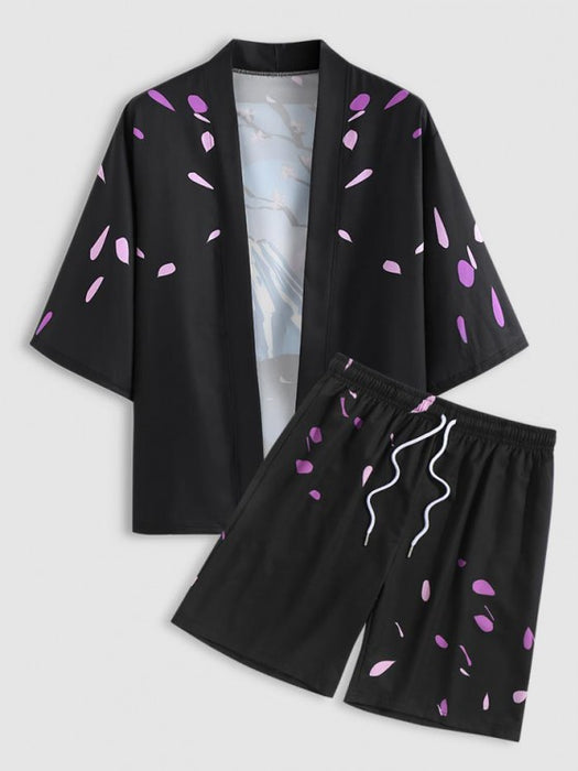 Cardigan Kimono With Board Shorts Set