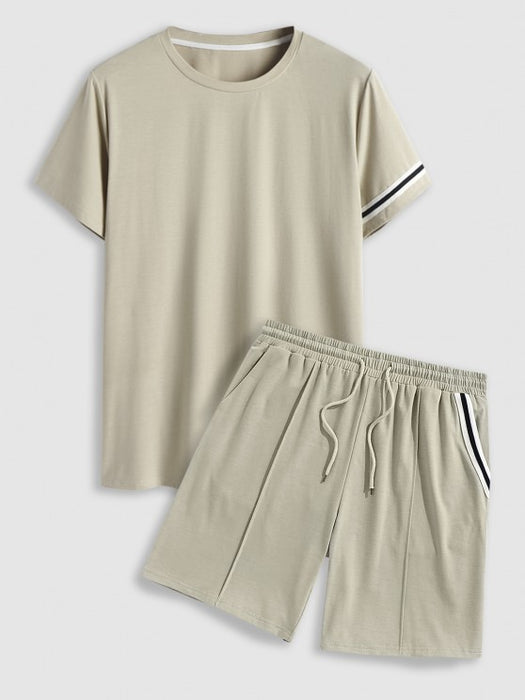 Braid Strap T Shirt With Casual Shorts Set - Grafton Collection