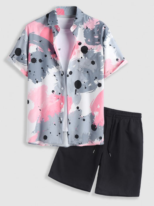 Splash Splatter Shirt And Basic Shorts Set