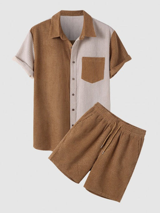 Front Pocket Corduroy Shirt And Shorts Set - Grafton Collection