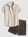 Front Pocket Shirt And Plain Corduroy Shorts Set - Grafton Collection