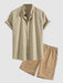 Stand Collar Shirt With Casual Shorts Set - Grafton Collection